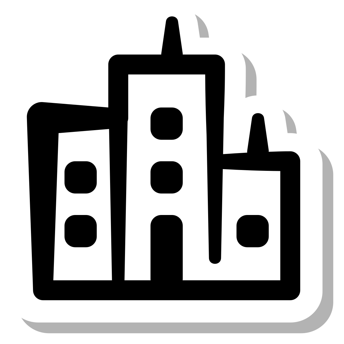 stickers duotone style city buildings icon