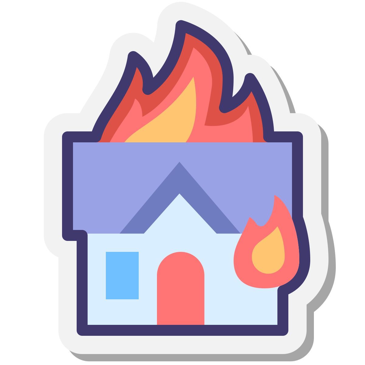 stickers style brennendes haus icon