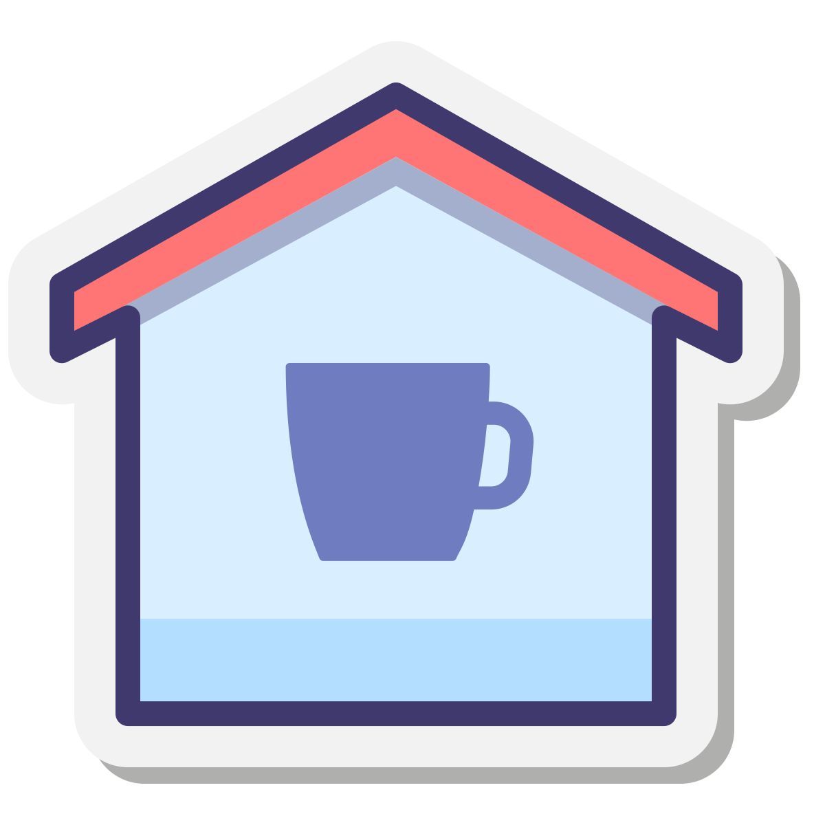 stickers style bâtiment de café icon