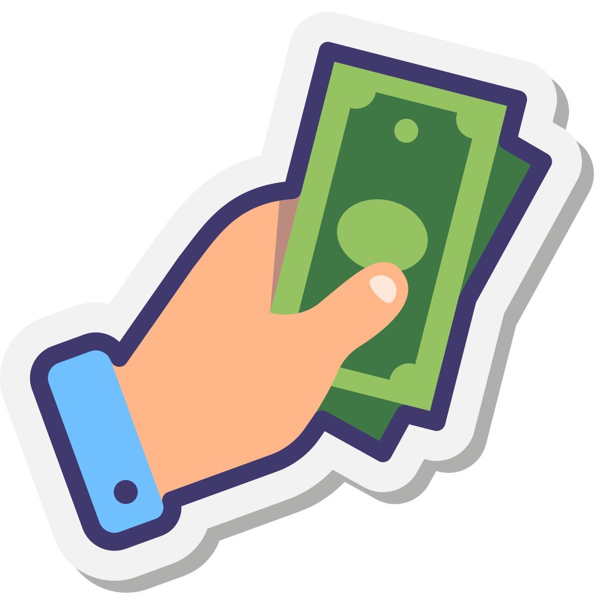 stickers style argent liquide en main icon