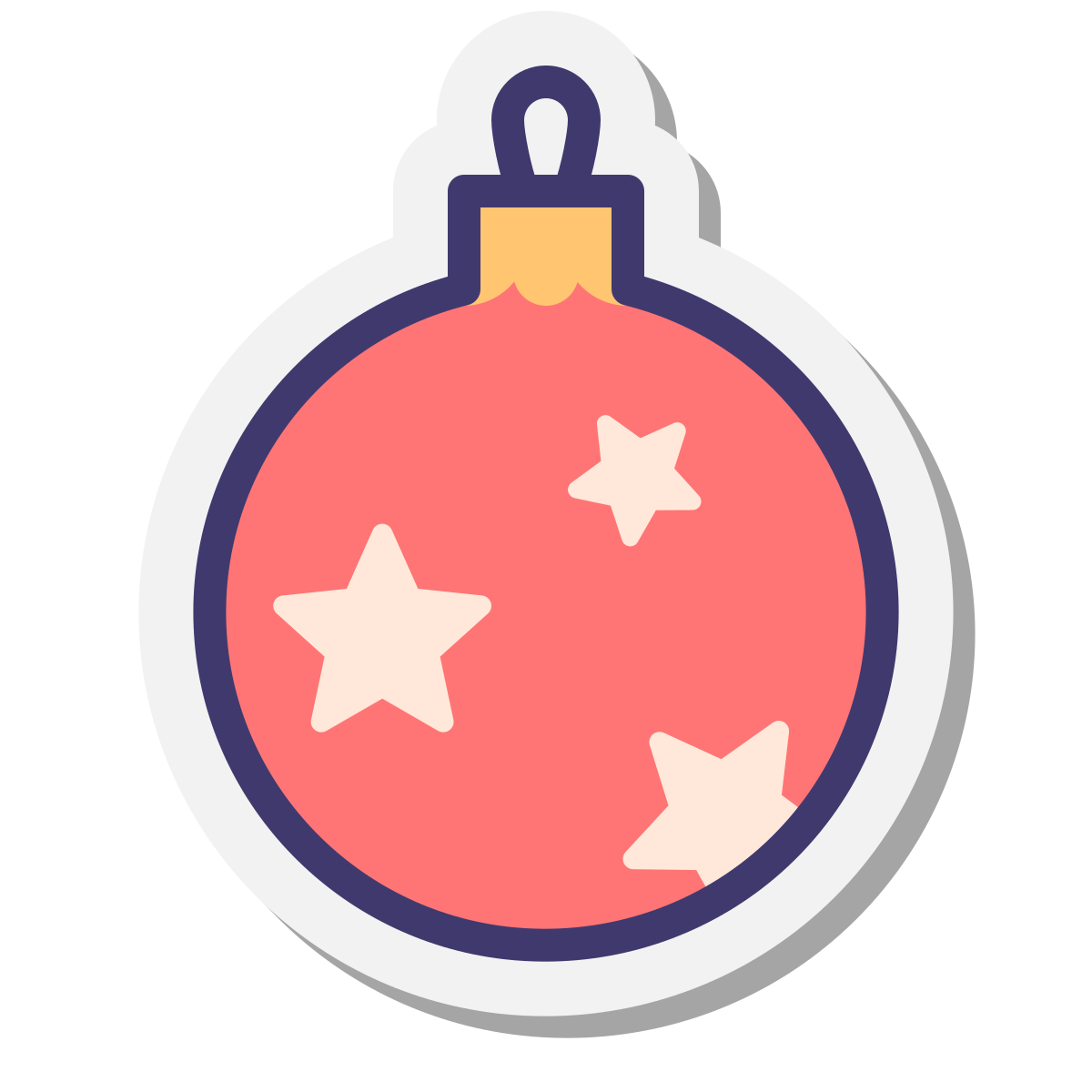 stickers style christmas ball icon
