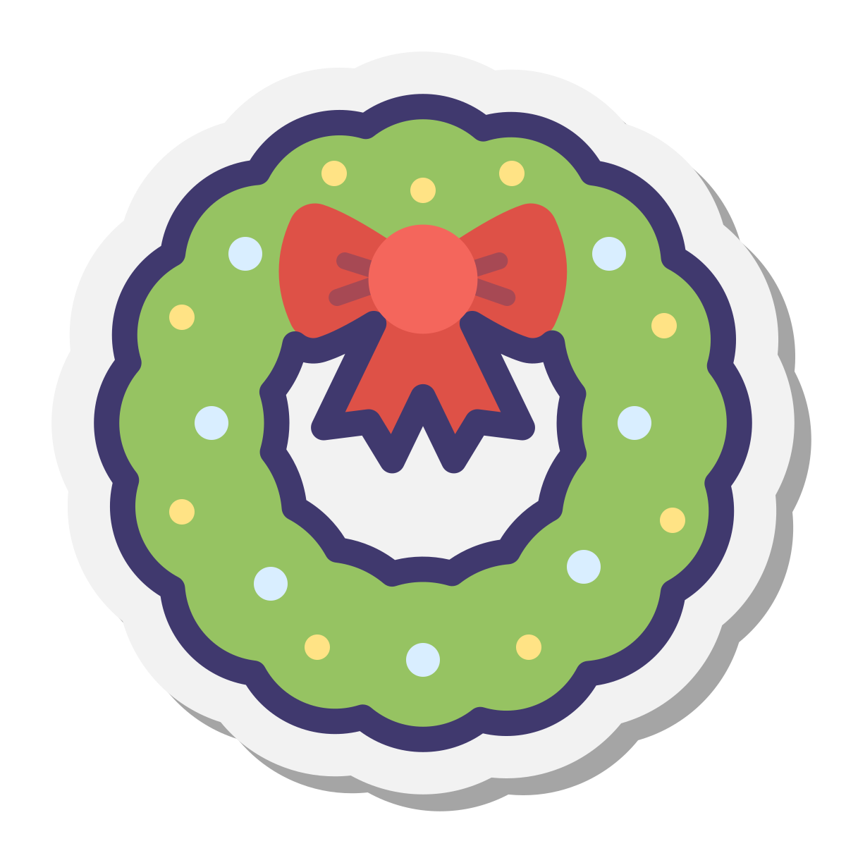 stickers style christmas wreath icon