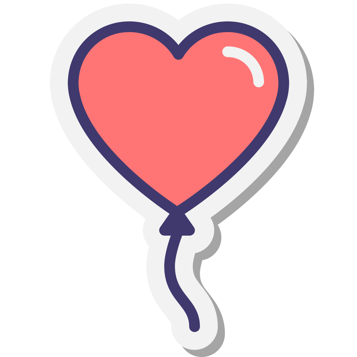 stickers style heart balloon icon