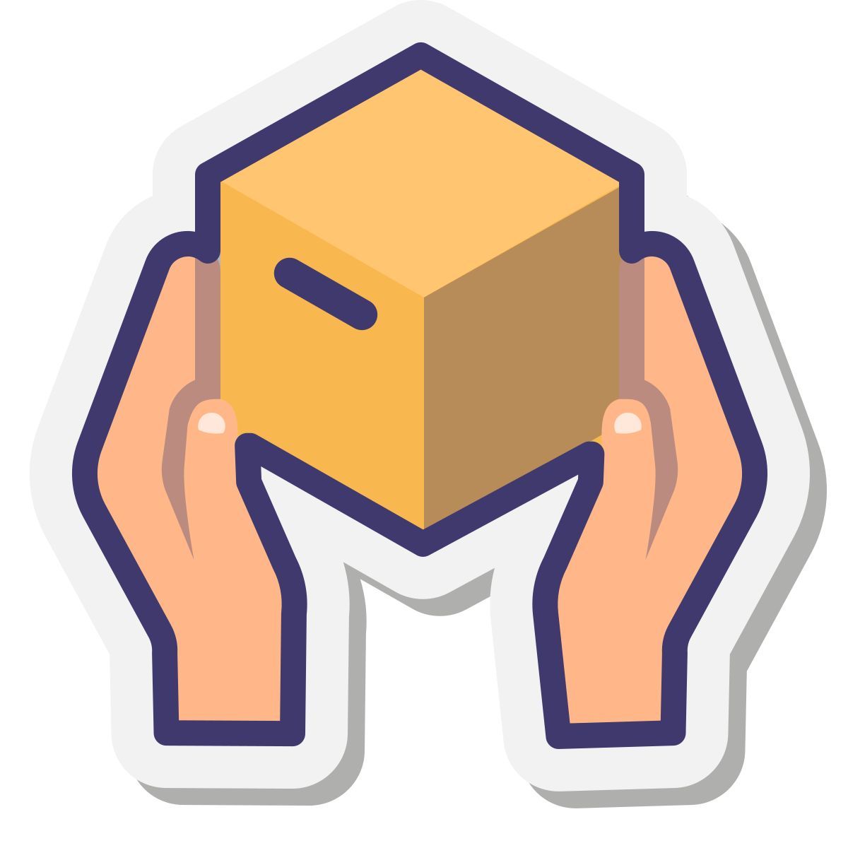 stickers style holding box icon
