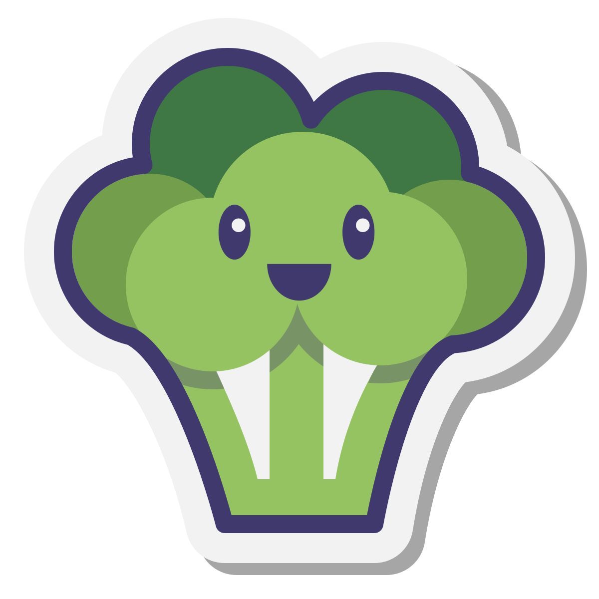 stickers style kawaii broccoli icon