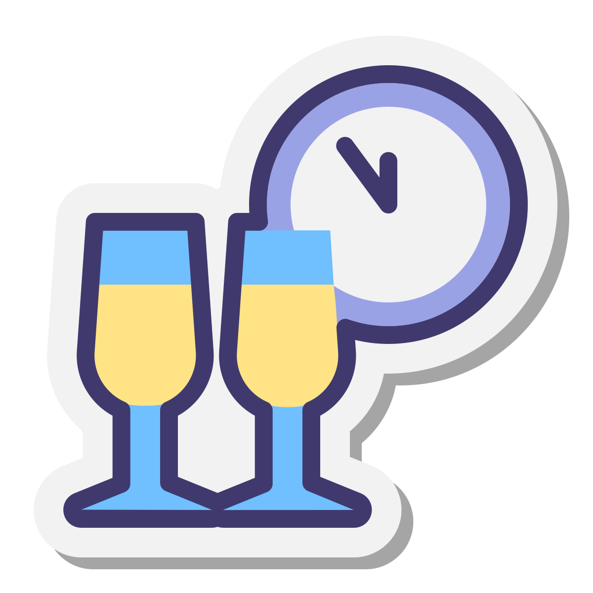 stickers style new years eve icon