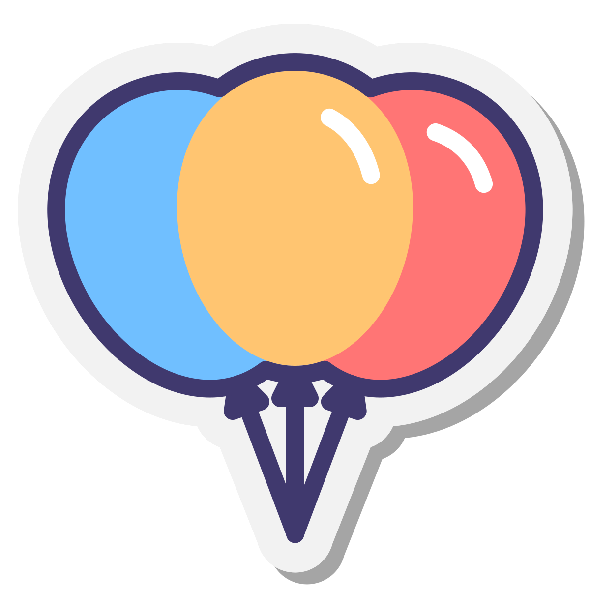 stickers style party baloons icon