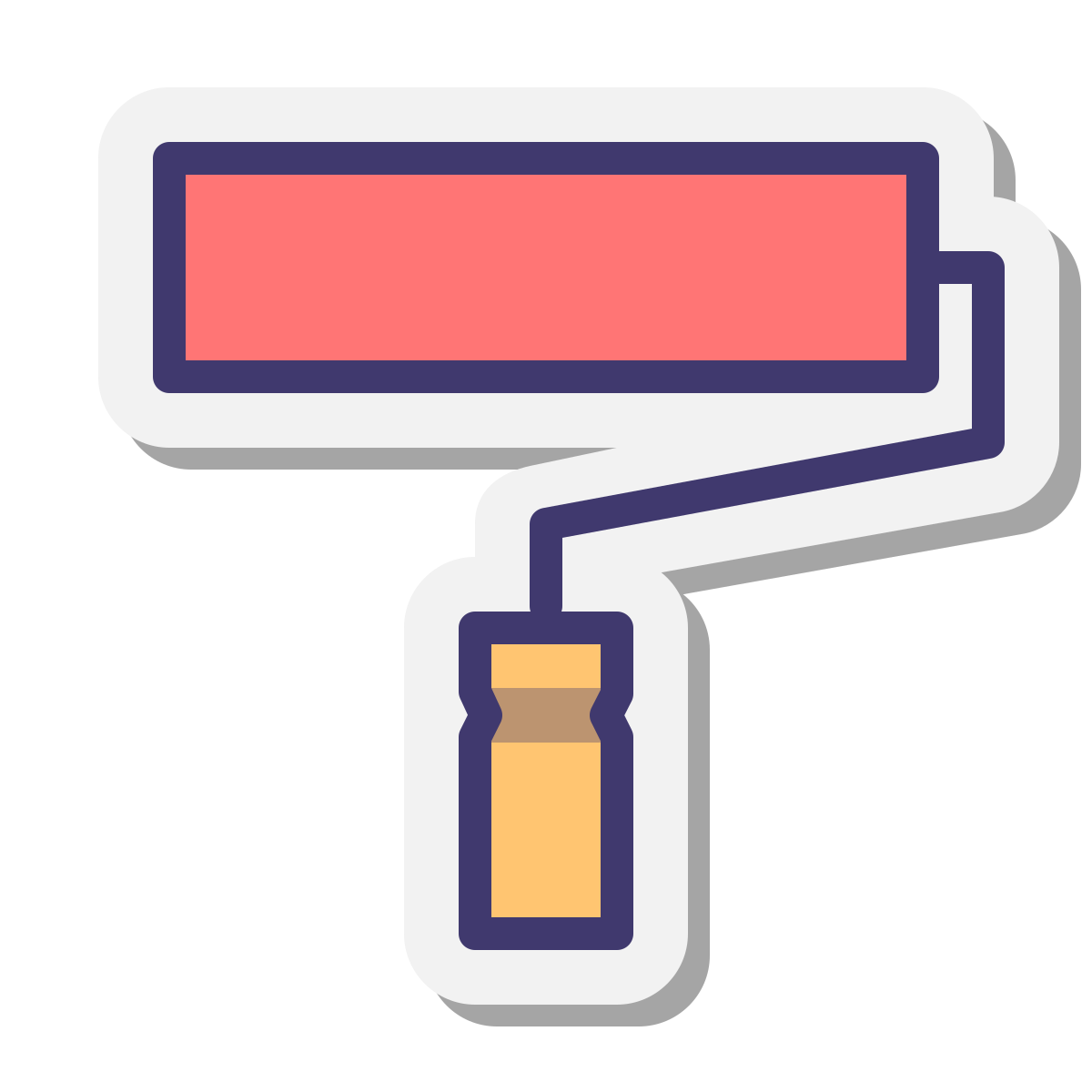 stickers style roller brush icon