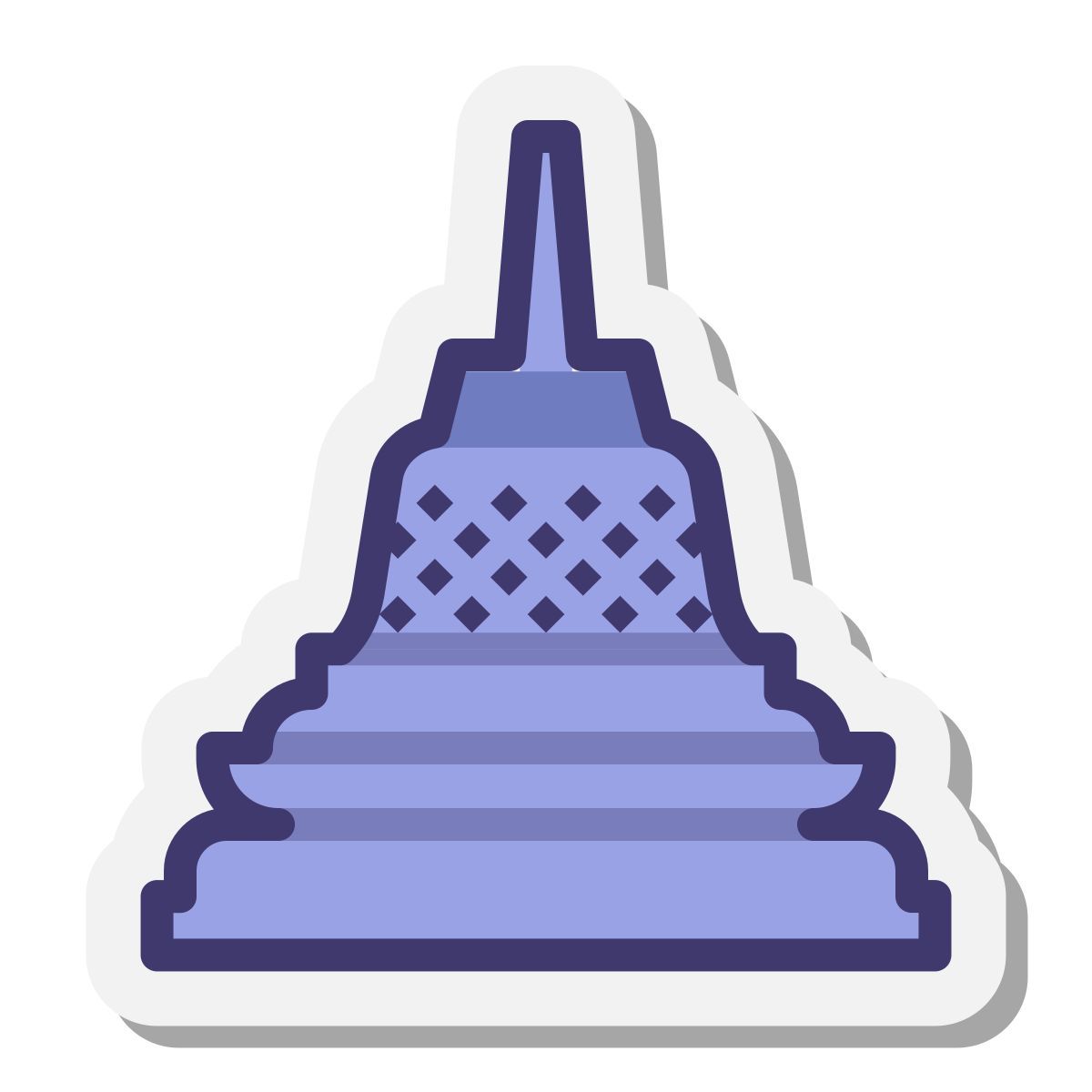 stickers style stupa von borobudur tempel icon