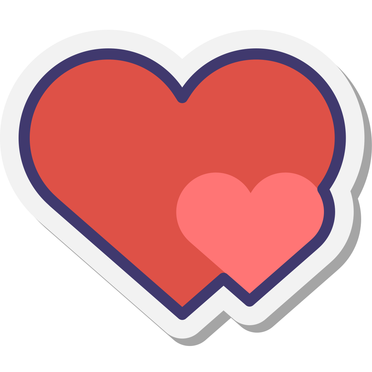 stickers style two hearts icon