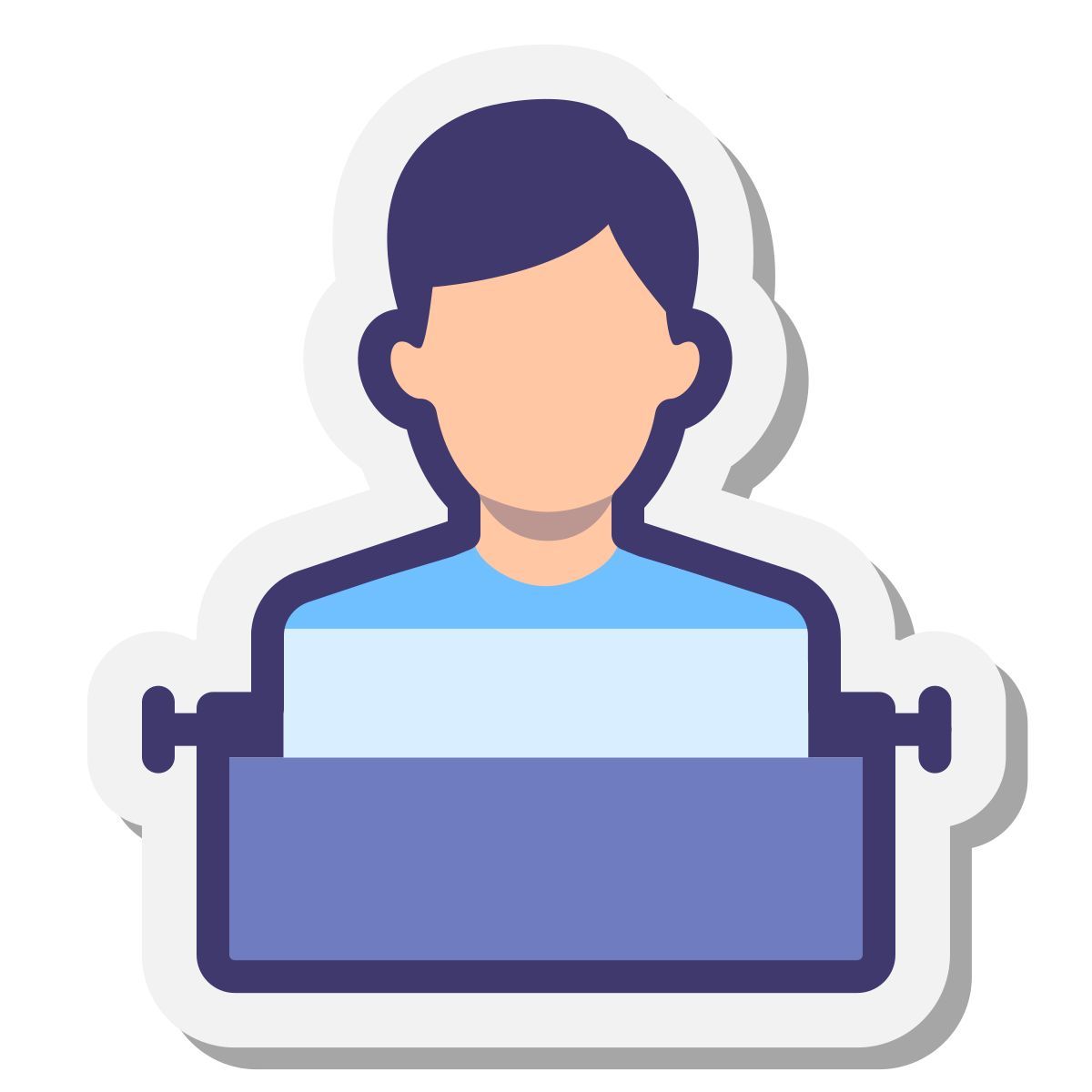 stickers style user typing using typewriter icon