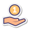Coin in Hand icon in Pastel Style