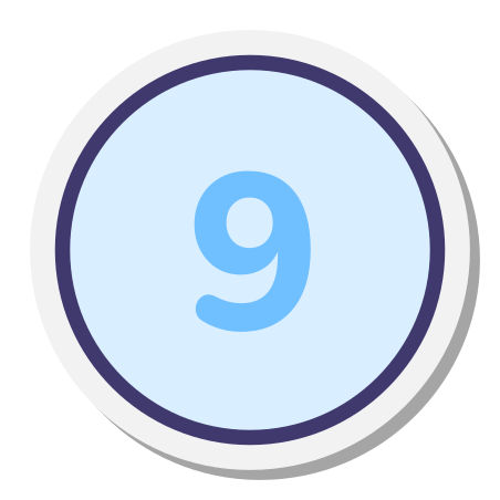 Circled 9 Icon In Stickers Style