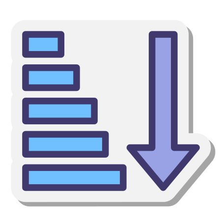 Ascending Sorting icon in Stickers Style