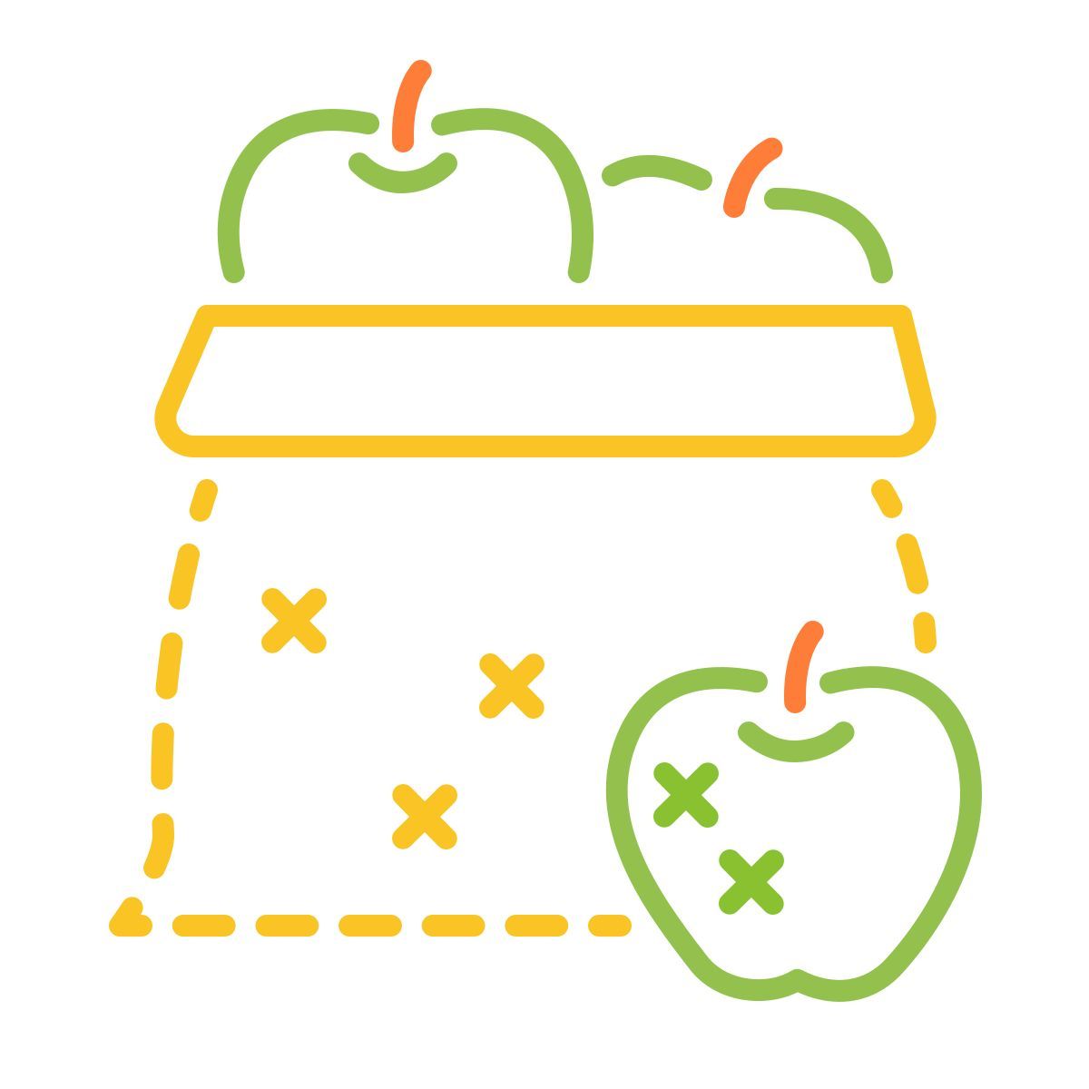 stitch style bolsa con manzanas icon