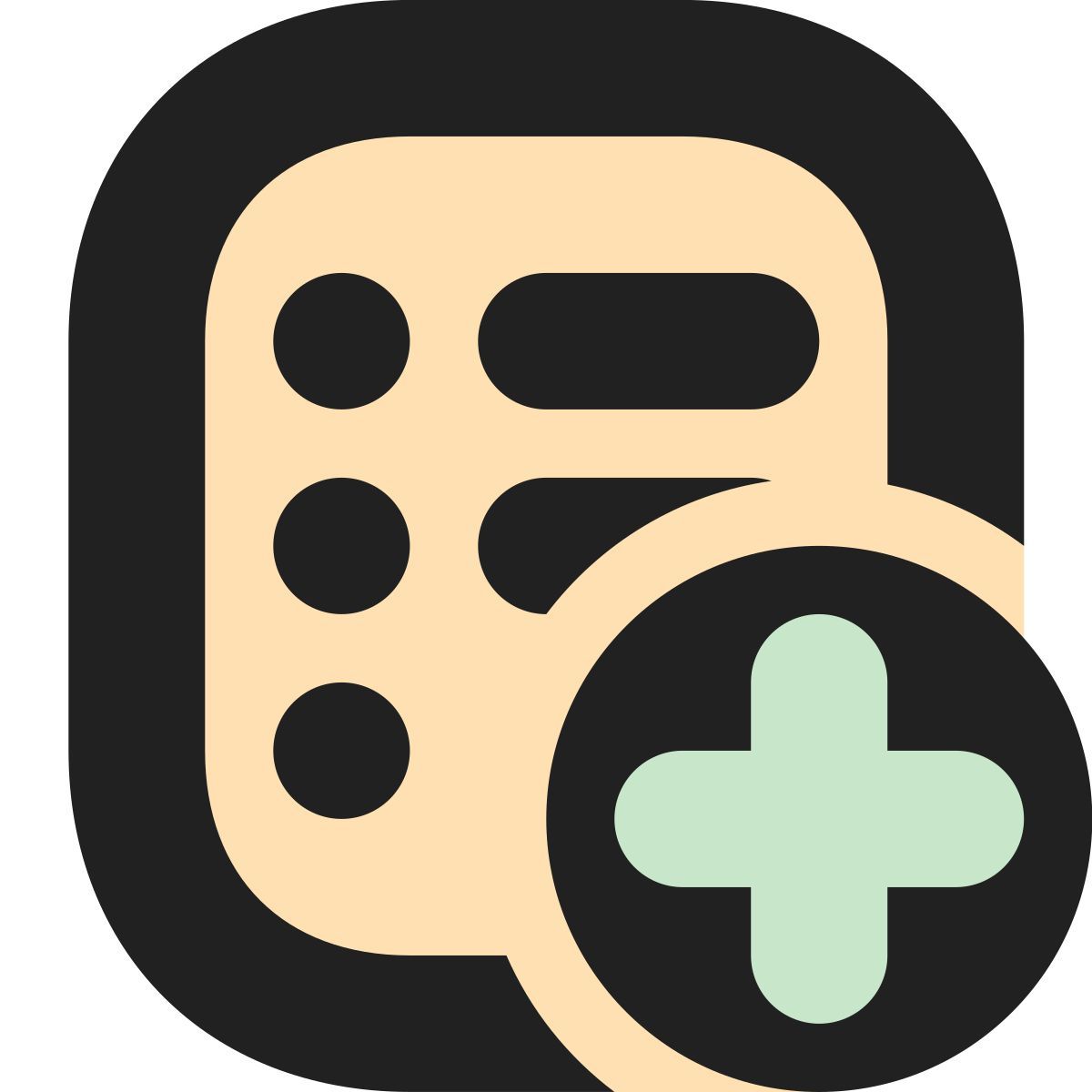 tiny bold color style add list icon