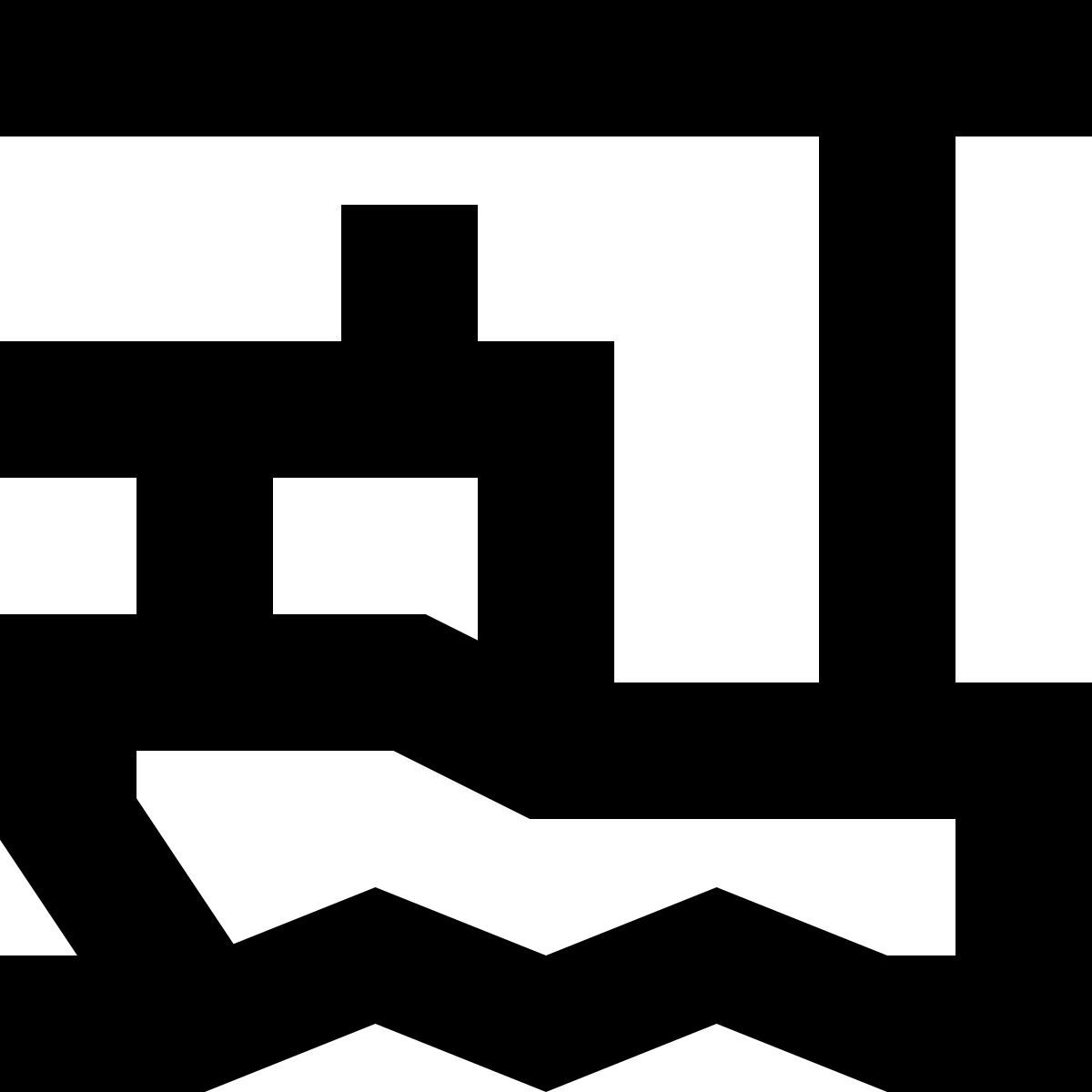 tiny glyph style moored boat icon