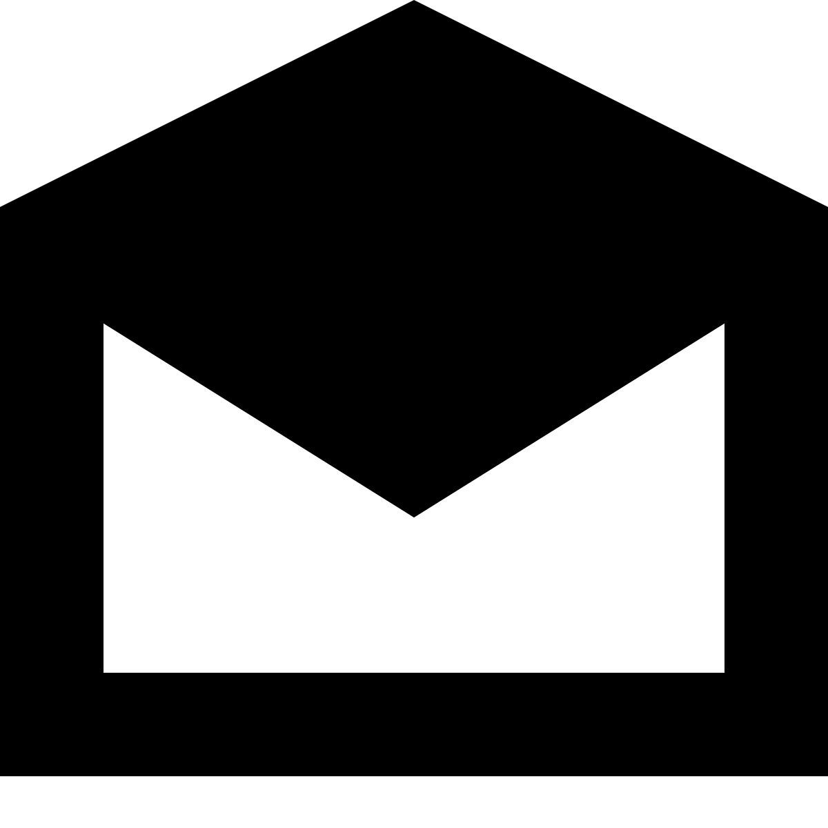 tiny glyph style open envelope icon