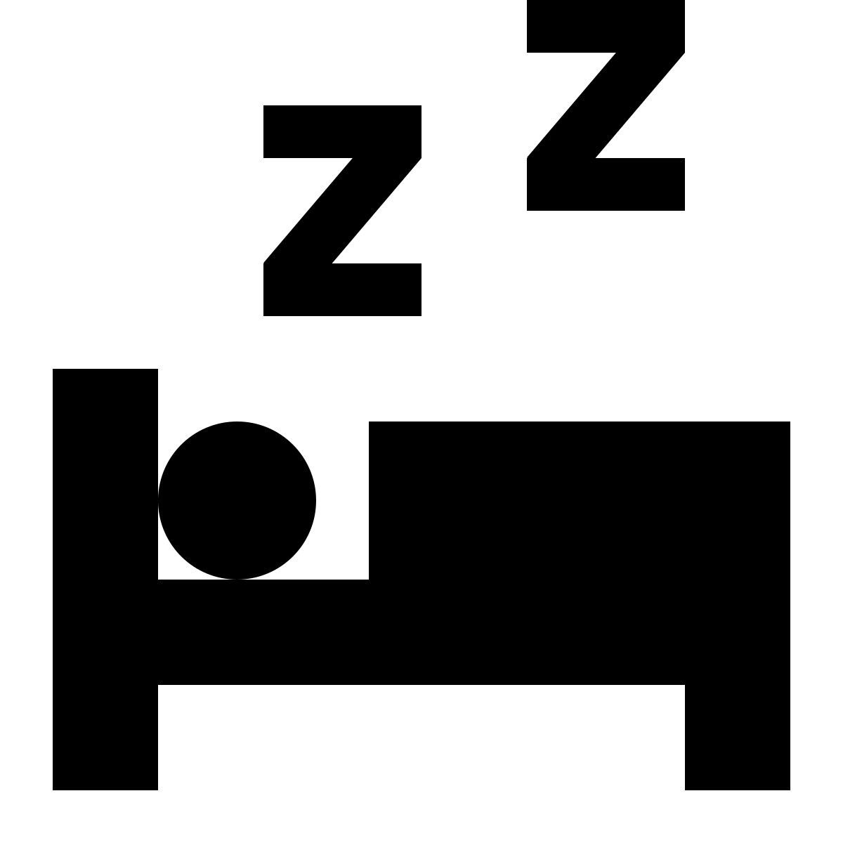tiny glyph style sleeping in bed icon