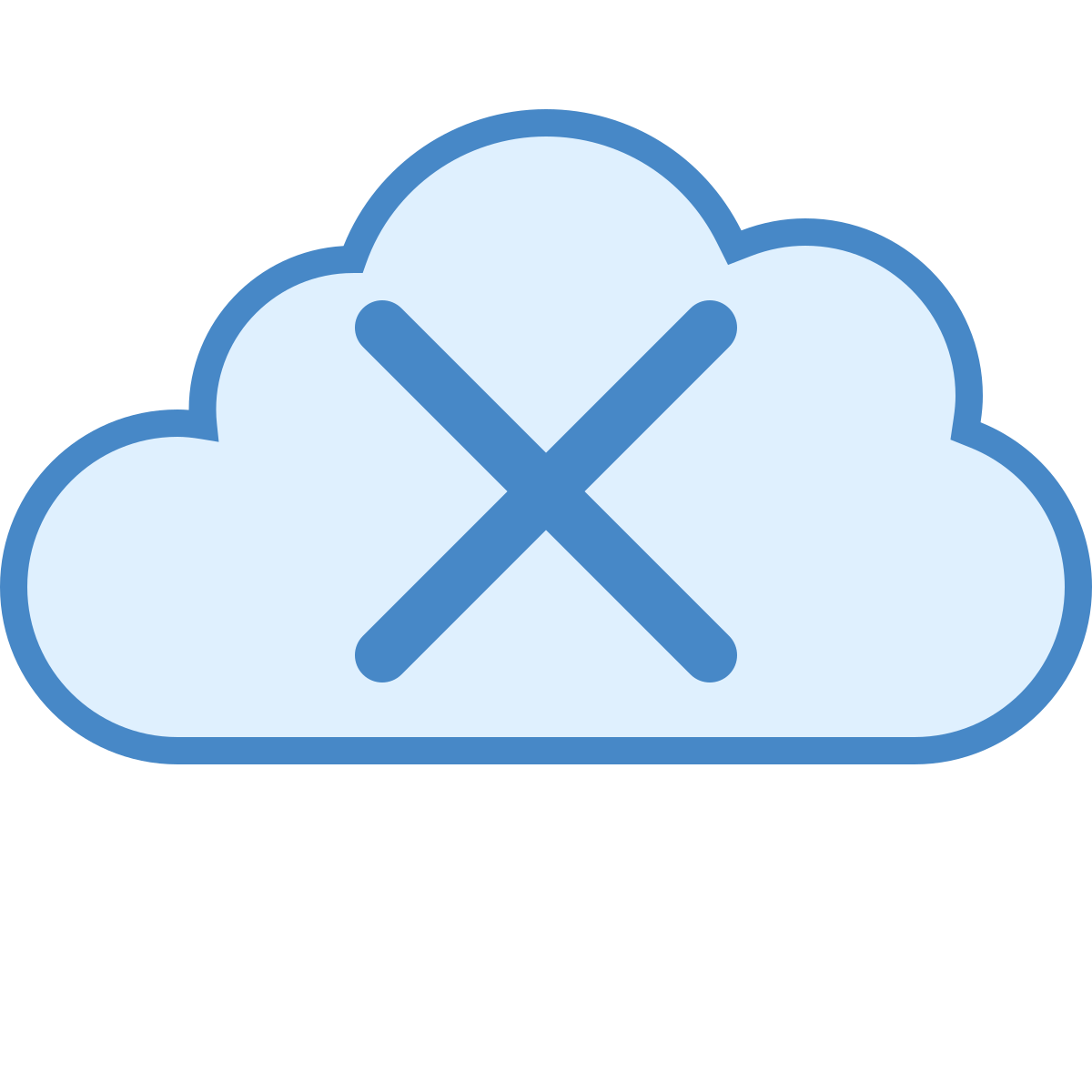 blue ui style cloud cross icon