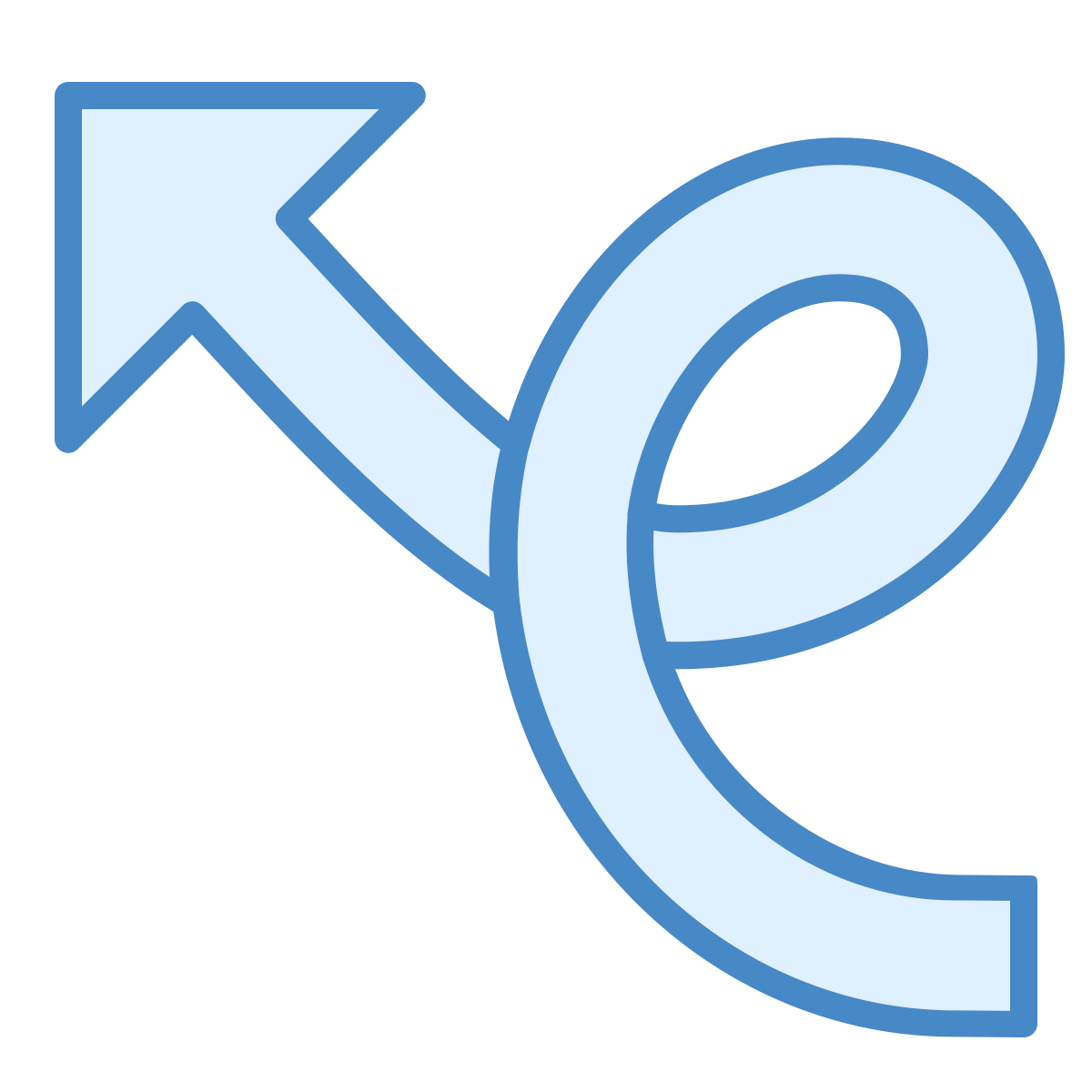 blue ui style curly arrow icon