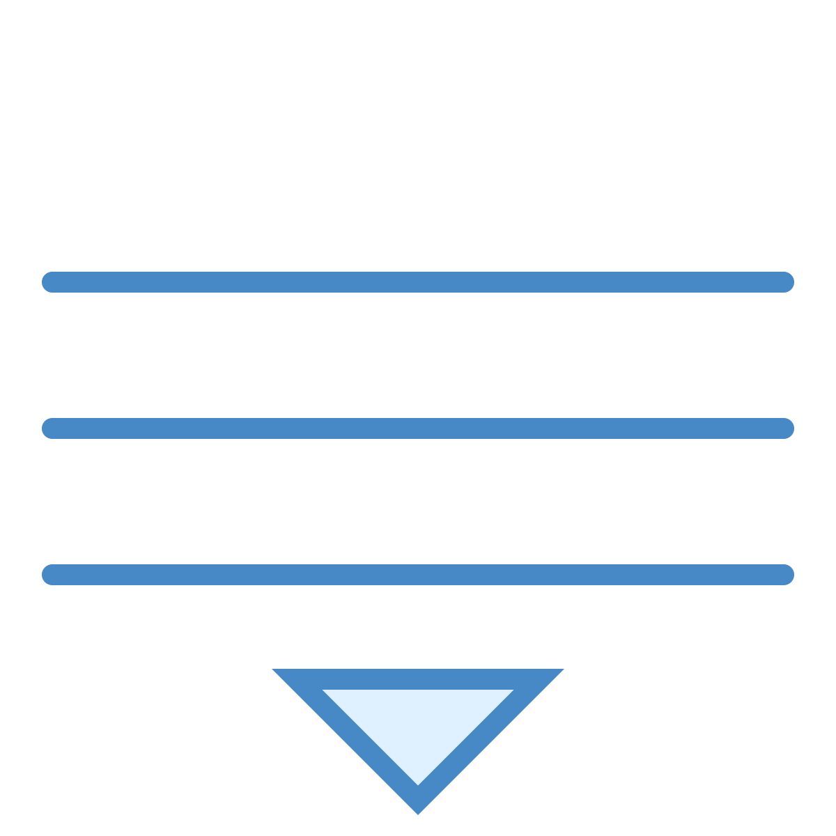 blue ui style arrastrar lista hacia abajo icon