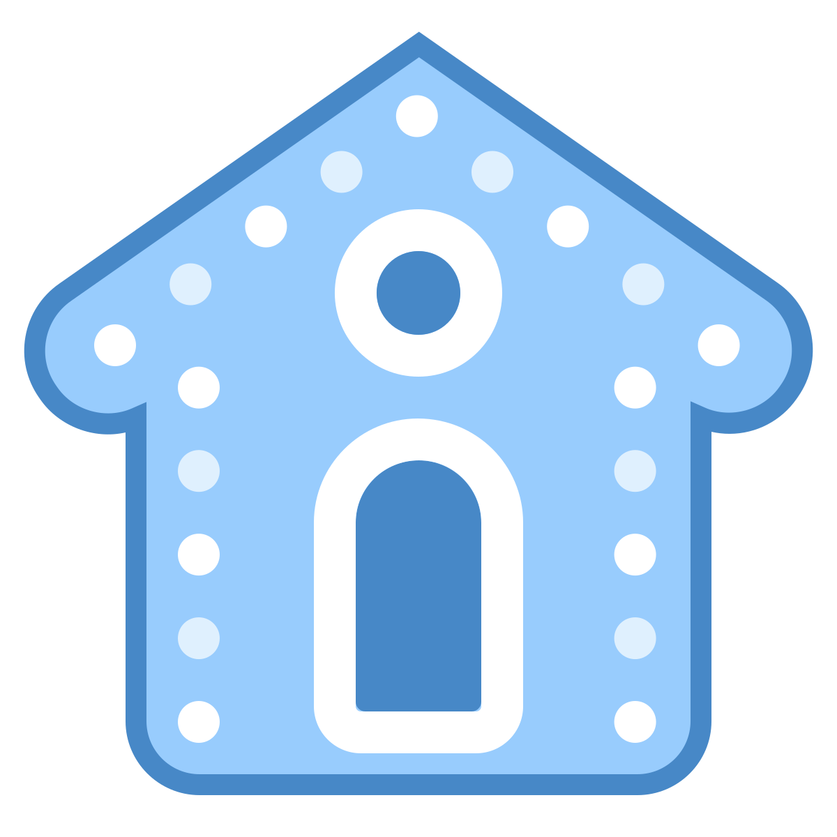 blue ui style gingerbread house icon