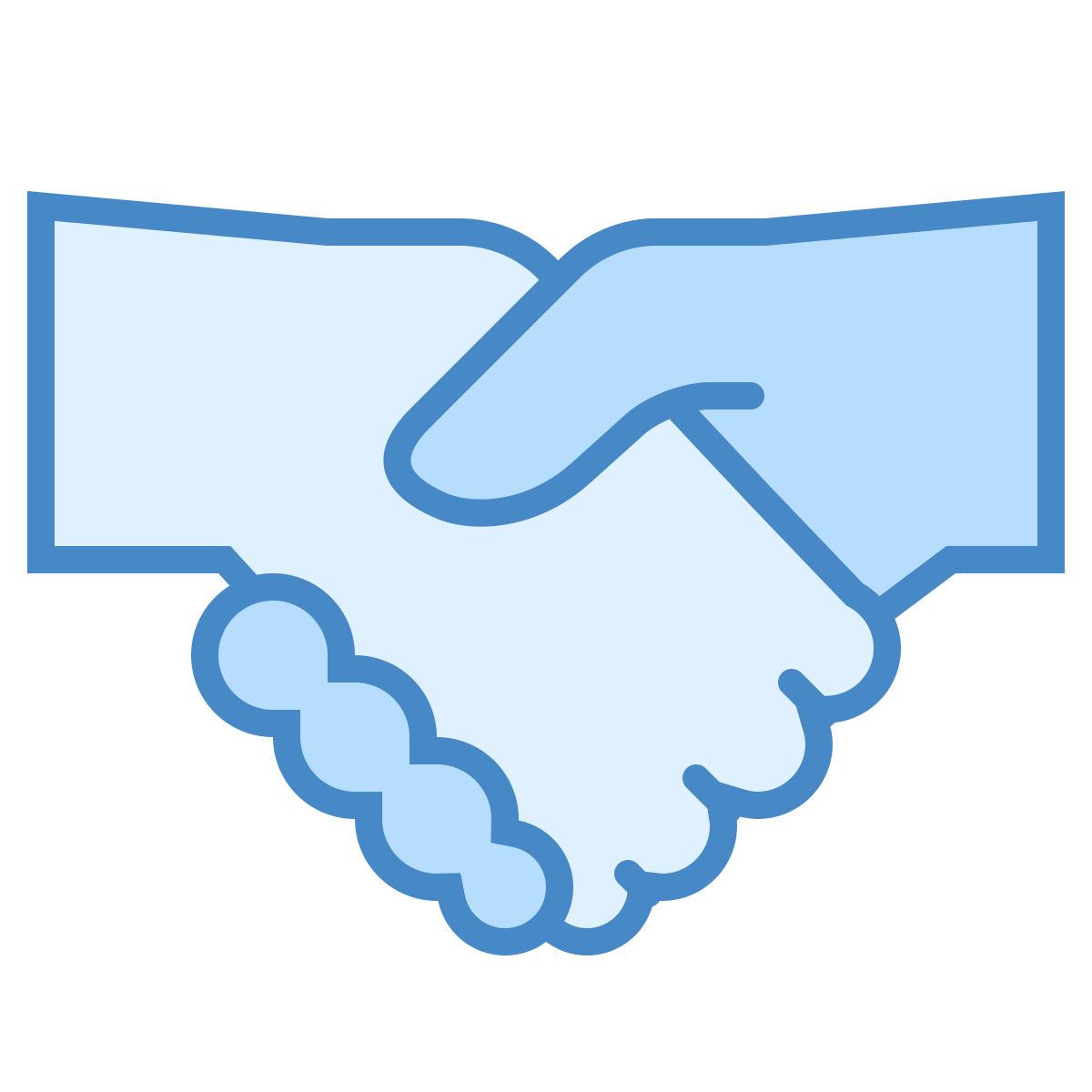 blue ui style handshake icon