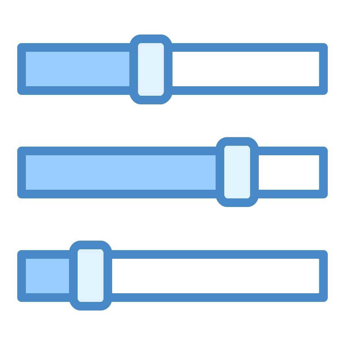 blue ui style mixer de configurações horizontal icon