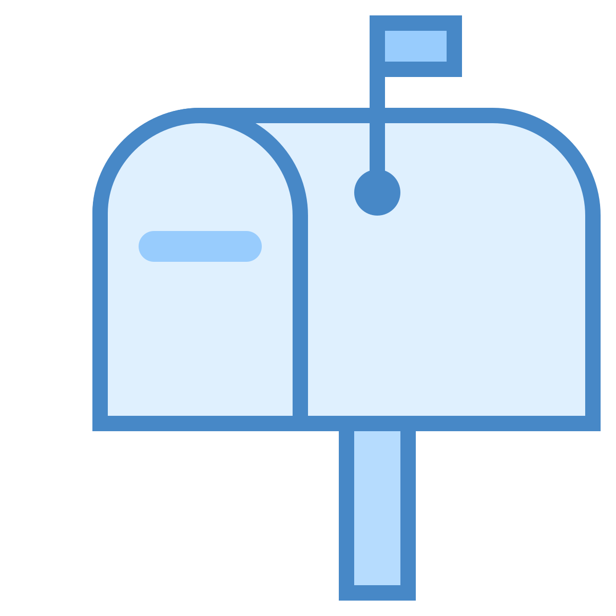 blue ui style mailbox closed flag up icon
