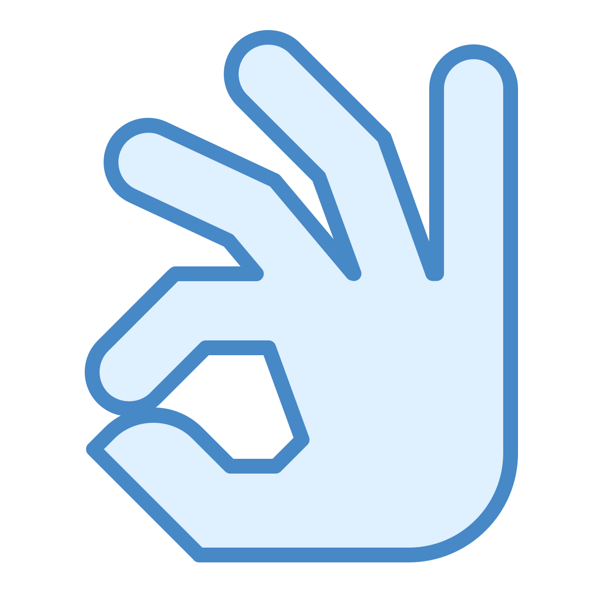 blue ui style ok hand icon