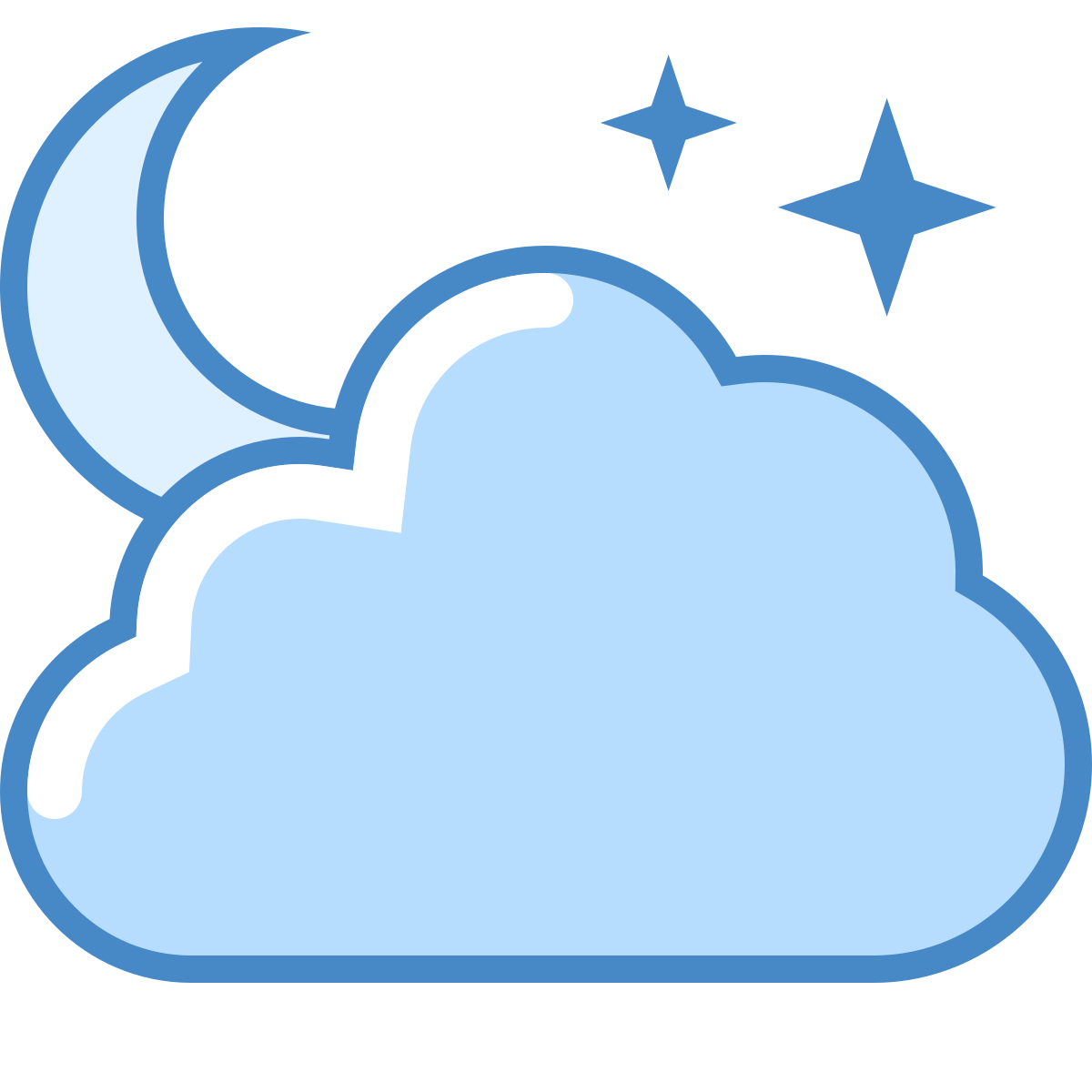 blue ui style partly cloudy night icon