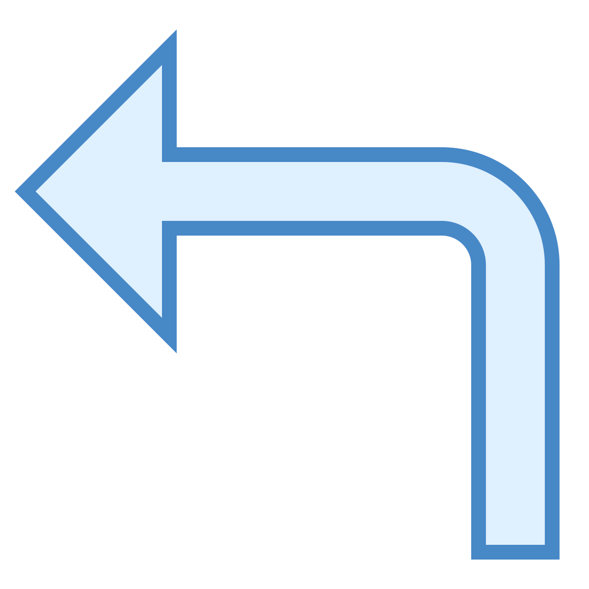 blue ui style reply arrow icon