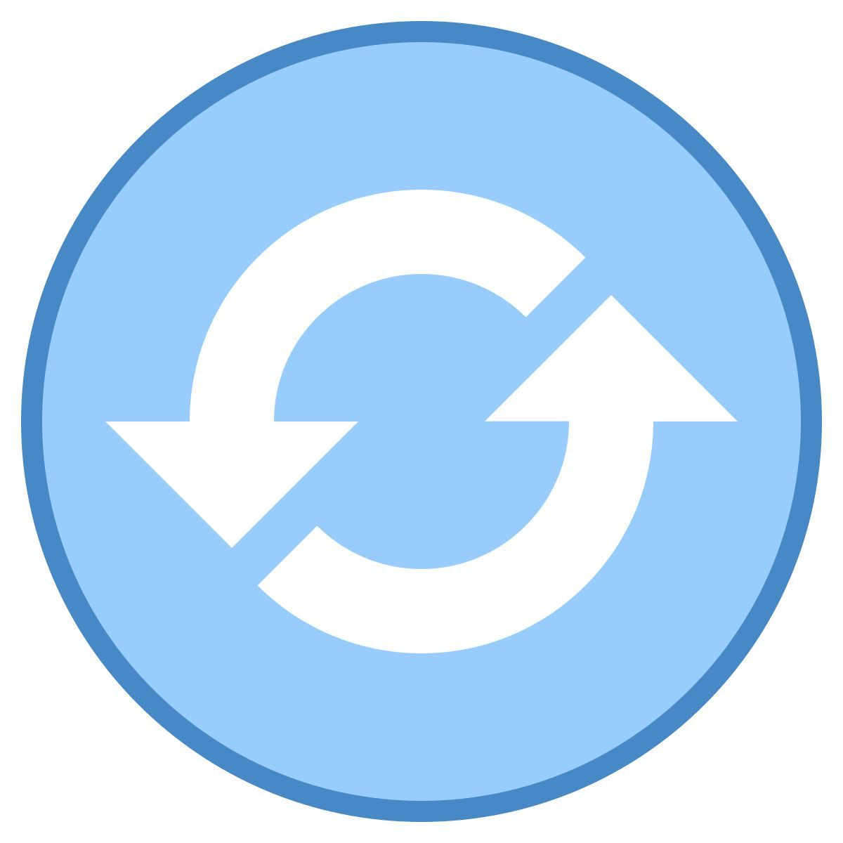 blue ui style synchronisieren icon