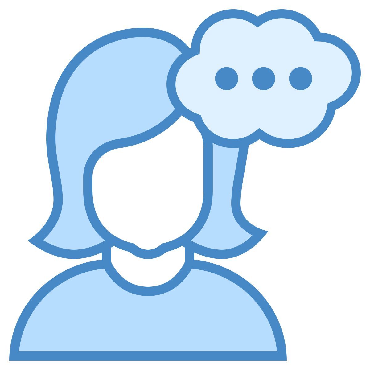 blue ui style 思考的女性 icon