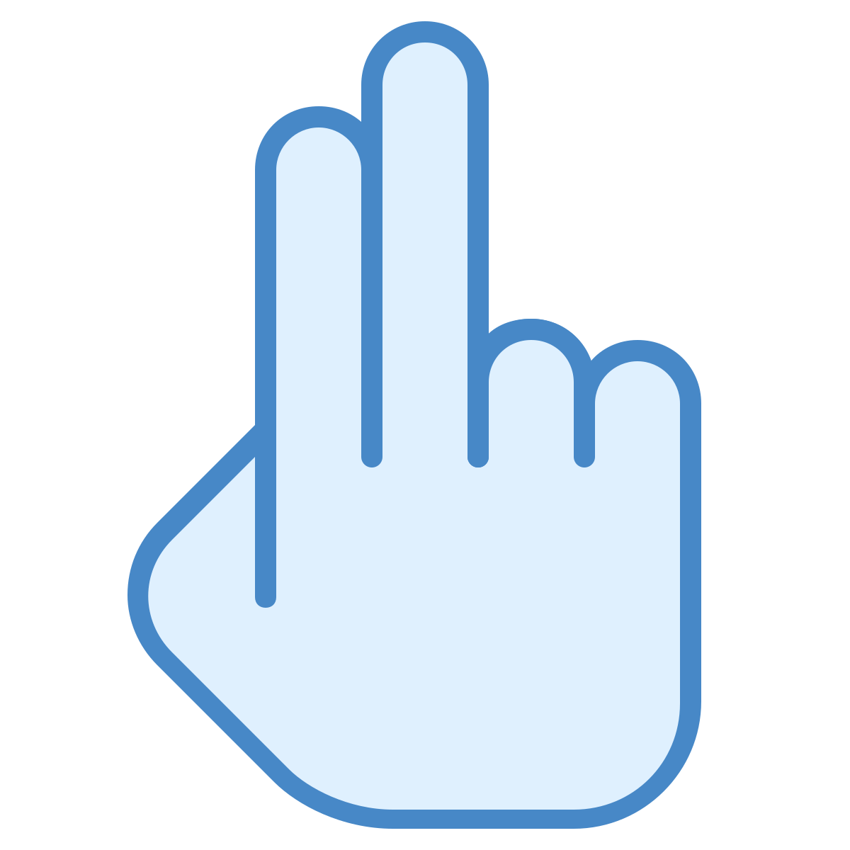 blue ui style three fingers  v2 icon