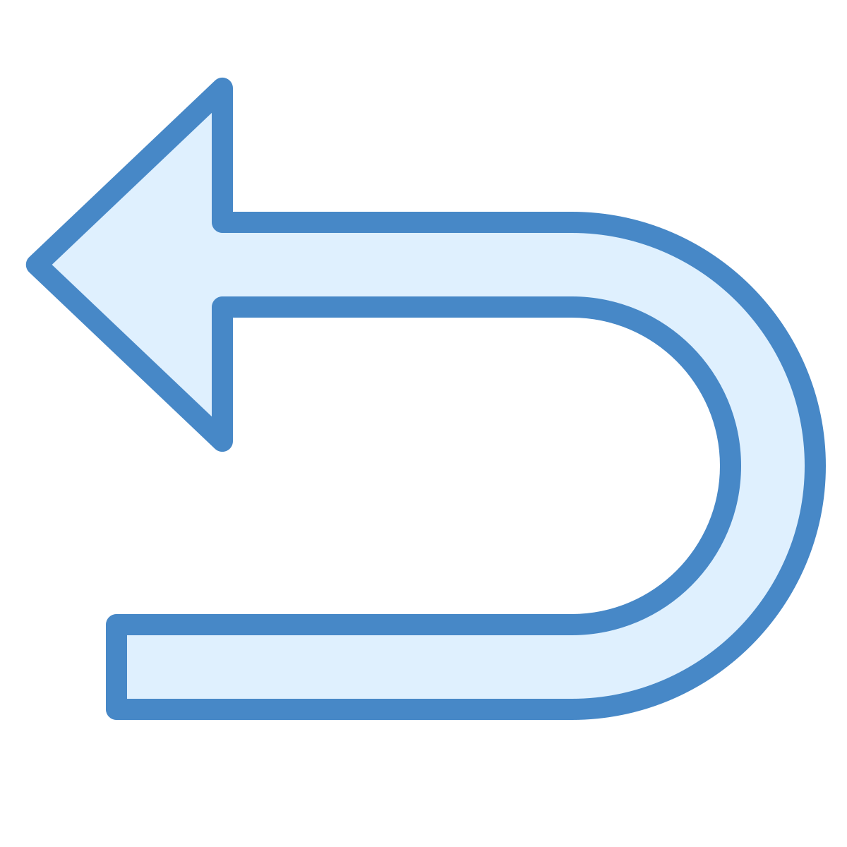 blue ui style u turn to left icon