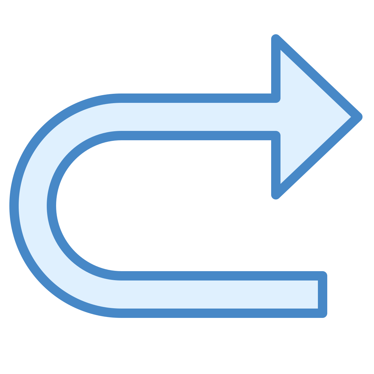 blue ui style u turn to right icon