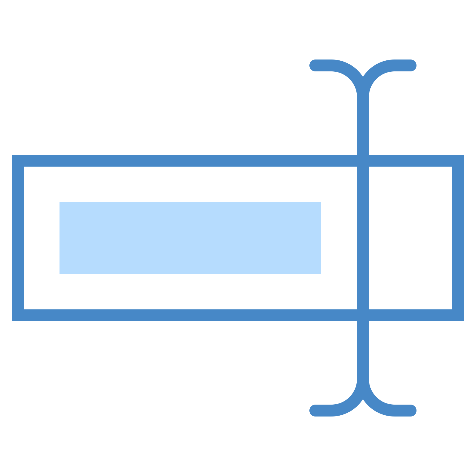 a horizontal rectangle is intersected between the right side