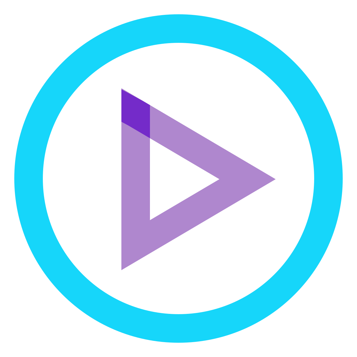 water color style circled play icon