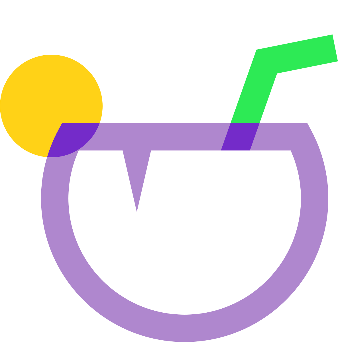 water color style coconut cocktail icon