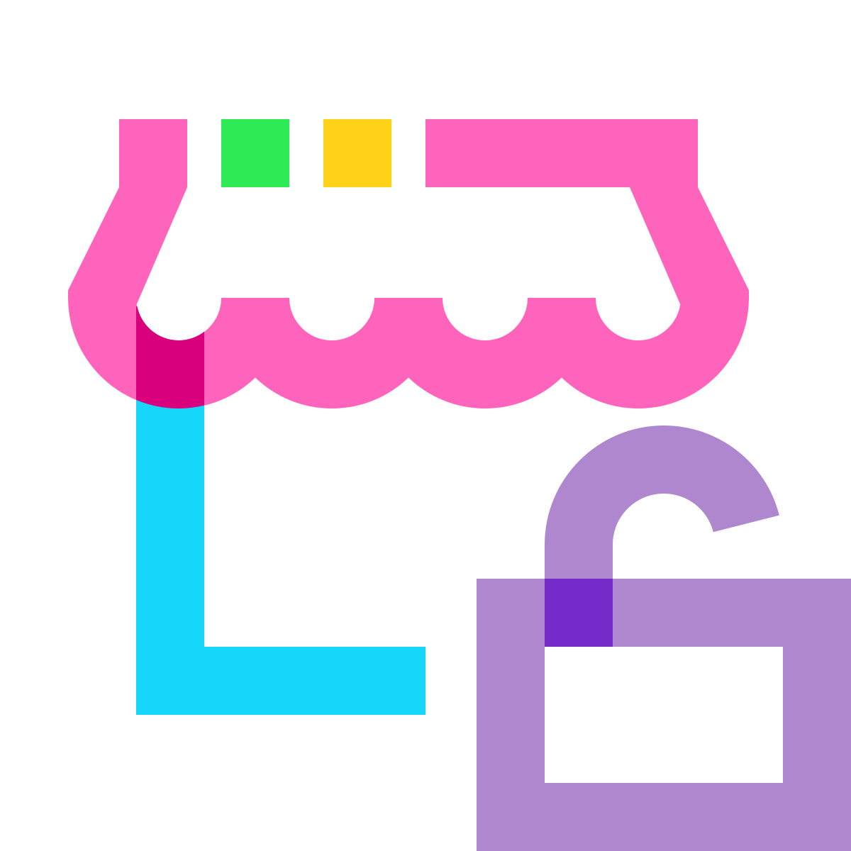 water color style mobile shop secured login icon