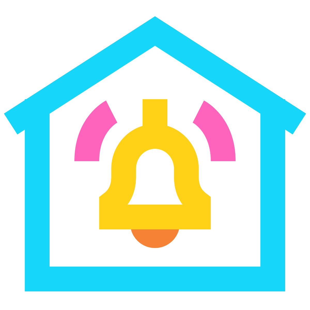 water color style secured by alarm system icon