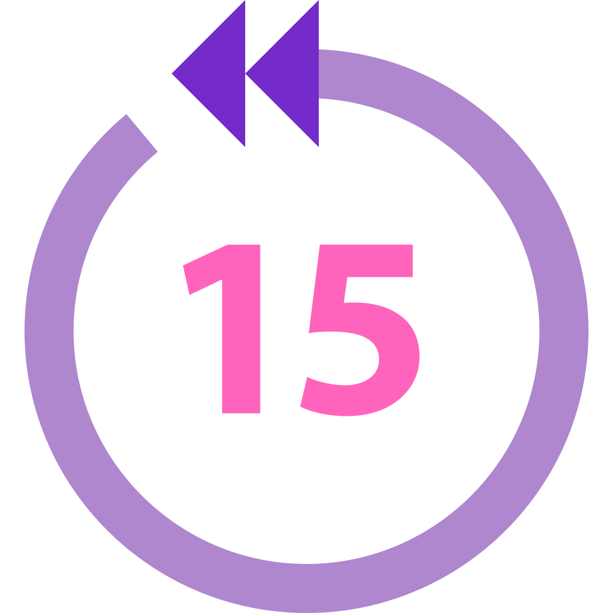 water color style skip 15 seconds back icon